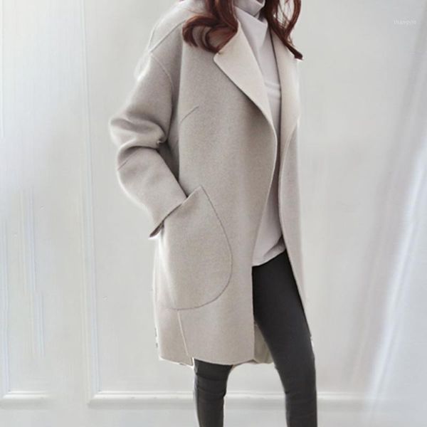 autumn long wool blends women solid gray retro slim office ladies causal winter overcoat korean style basic outwear minimalist1, Black 
autumn long wool blends women solid gray retro slim office ladies causal winter overcoat korean style basic outwear minimalist1, Black