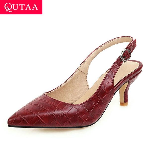 dress shoes qutaa 2021 slingback buckle sandals pu leather summer fashion ladies pumps pointed toe thin heel elegant women size 34-43, Black
dress shoes qutaa 2021 slingback buckle sandals pu leather summer fashion ladies pumps pointed toe thin heel elegant women size 34-43, Black