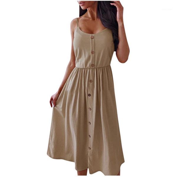 casual dresses summer women solid sleeveless tshirt dress elegant spaghetti strap button sling sundress party beach vestidos, Black;gray
casual dresses summer women solid sleeveless tshirt dress elegant spaghetti strap button sling sundress party beach vestidos, Black;gray