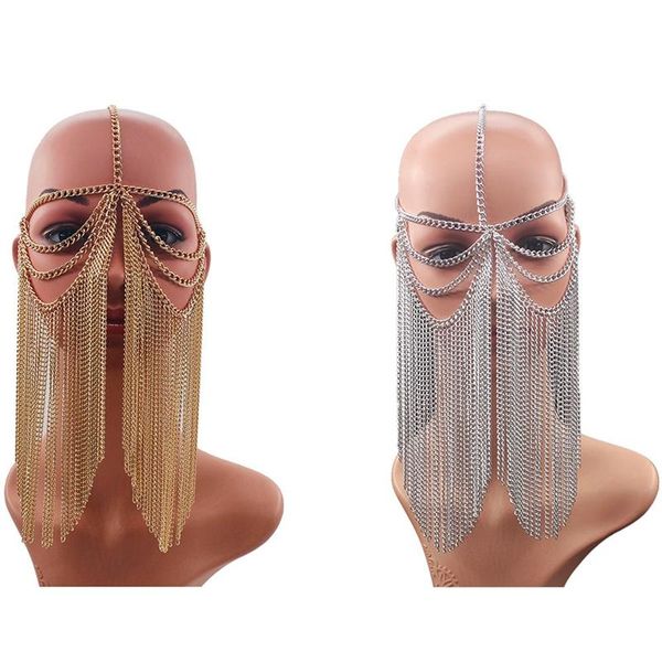 hair clips & barrettes europe and the united states exaggerated tassel mask chain multi-layer head dance ball headwear, Golden;silver 
hair clips & barrettes europe and the united states exaggerated tassel mask chain multi-layer head dance ball headwear, Golden;silver