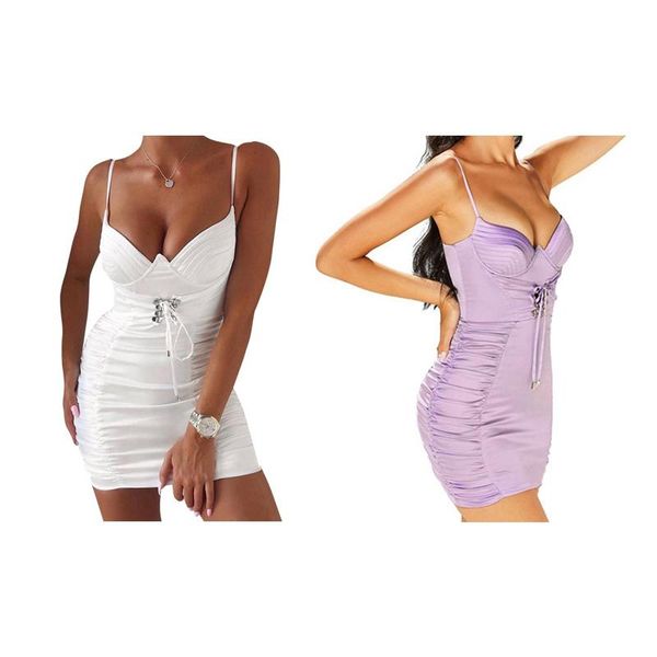 casual dresses 2 pcs summer dress women spaghetti strap solid ruched v neck slim chic party club outfits , white & purple, Black;gray
casual dresses 2 pcs summer dress women spaghetti strap solid ruched v neck slim chic party club outfits , white & purple, Black;gray