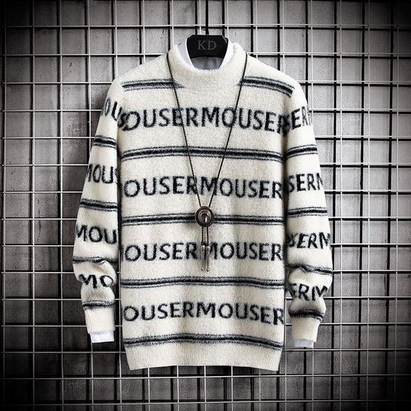 sweater knit autumn and winter 2021 men's thickened round neck pullover jacquard backing wear, White;black
sweater knit autumn and winter 2021 men's thickened round neck pullover jacquard backing wear, White;black