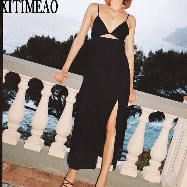 za summer woman party night dress fashion black slit slim v neck midi off shoulder sling es vestidos 210604, Black;gray
za summer woman party night dress fashion black slit slim v neck midi off shoulder sling es vestidos 210604, Black;gray