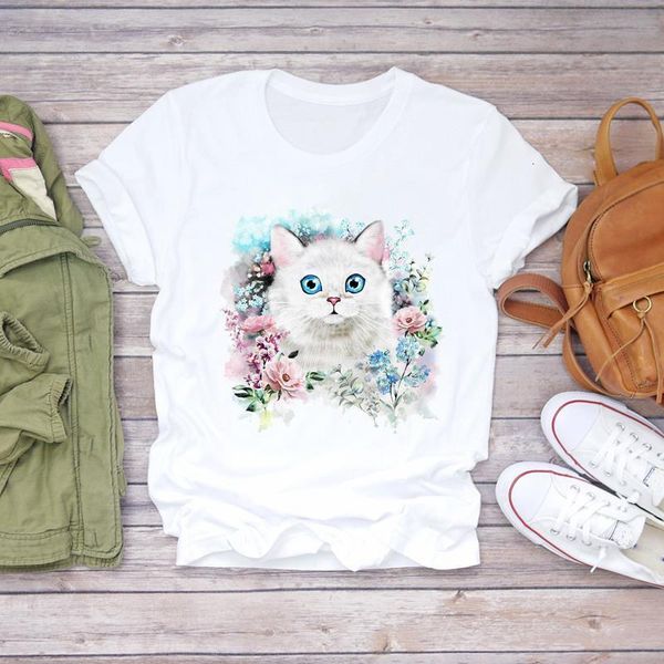women cat cartoon flower watercolor trend animal fashion print lady t-shirts womens graphic t shirt female tee t-shirt, White
women cat cartoon flower watercolor trend animal fashion print lady t-shirts womens graphic t shirt female tee t-shirt, White