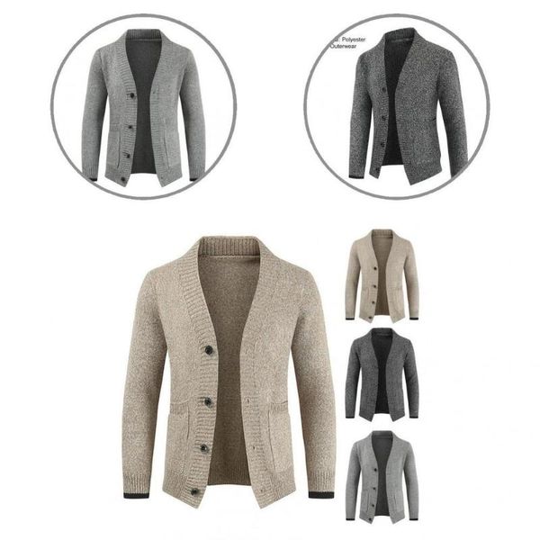 men's sweaters stretchy simple v-neck pockets warm men sweater jacket elastic outwear single breasted for home, White;black
men's sweaters stretchy simple v-neck pockets warm men sweater jacket elastic outwear single breasted for home, White;black