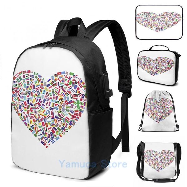 backpack funny graphic print heart world flags usb charge men school bags women bag travel laptop
backpack funny graphic print heart world flags usb charge men school bags women bag travel laptop