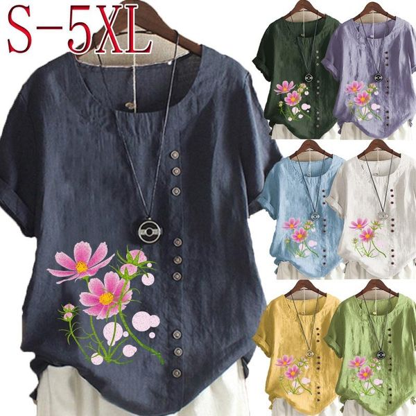 women's t-shirt plus size fashion solid color flowers printed short sleeve casual round neck ladies summer, White
women's t-shirt plus size fashion solid color flowers printed short sleeve casual round neck ladies summer, White