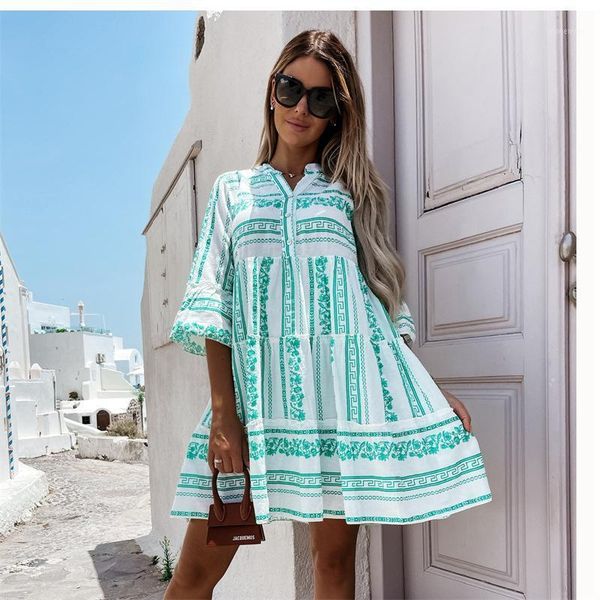 casual dresses summer dress women 2021 fashion v-neck three quarter sleeve loose floral print mini beach party for woman robe femme, Black;gray
casual dresses summer dress women 2021 fashion v-neck three quarter sleeve loose floral print mini beach party for woman robe femme, Black;gray