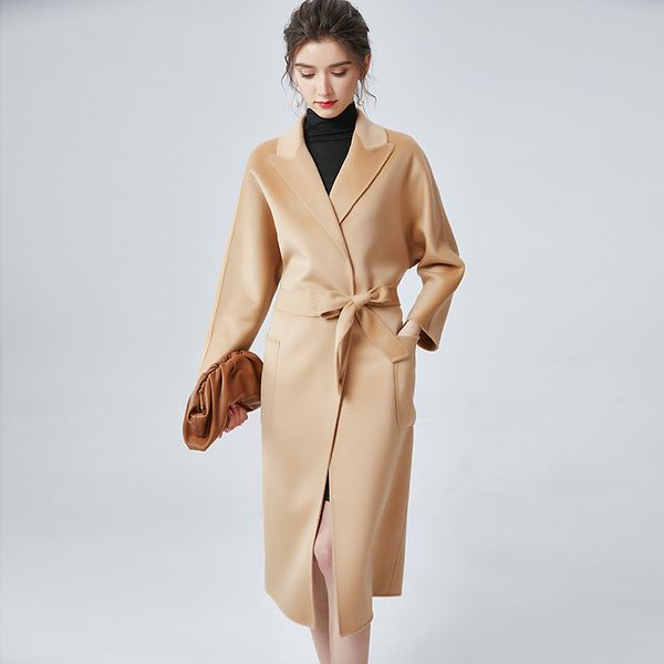 2021 new women water ripple cashmere trench autumn winter women's slim woollen female long wool coat with belt 3hah, Black
2021 new women water ripple cashmere trench autumn winter women's slim woollen female long wool coat with belt 3hah, Black