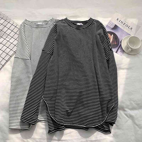 women's t-shirt spring o-neck split hem striped fashion shirts long sleeve oversized shirt clothes slim ops 2v7r, White
women's t-shirt spring o-neck split hem striped fashion shirts long sleeve oversized shirt clothes slim ops 2v7r, White