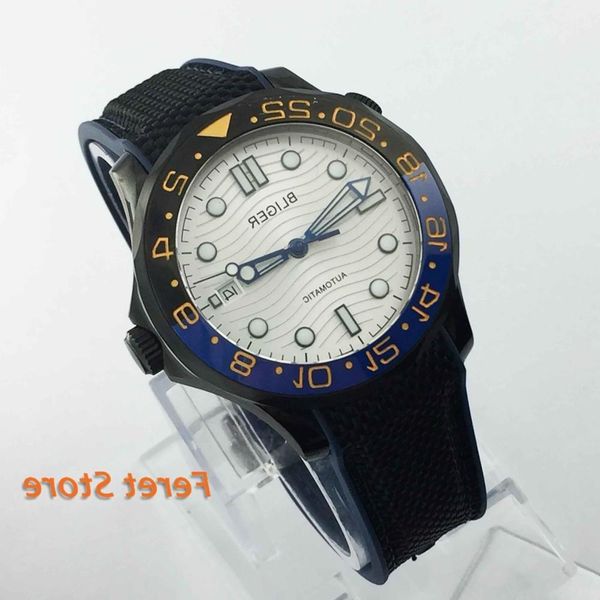 bliger new automatic men's watch with sapphire glass black case white dial luxury 41mm wristwatch, Slivery;brown
bliger new automatic men's watch with sapphire glass black case white dial luxury 41mm wristwatch, Slivery;brown