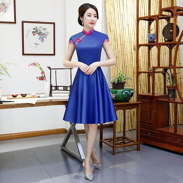 ethnic clothing traditional chinese women satin a-line qipao skirt vintage mandarin collar cheongsam dresses formal party prom gown vestidos, Red
ethnic clothing traditional chinese women satin a-line qipao skirt vintage mandarin collar cheongsam dresses formal party prom gown vestidos, Red