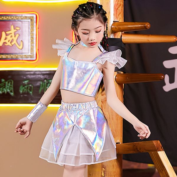 2021 new children jazz dance costume silver shirt skirt girl hip hop clothing fashion catwalk stage outfit kids modern show wear, Black;red
2021 new children jazz dance costume silver shirt skirt girl hip hop clothing fashion catwalk stage outfit kids modern show wear, Black;red