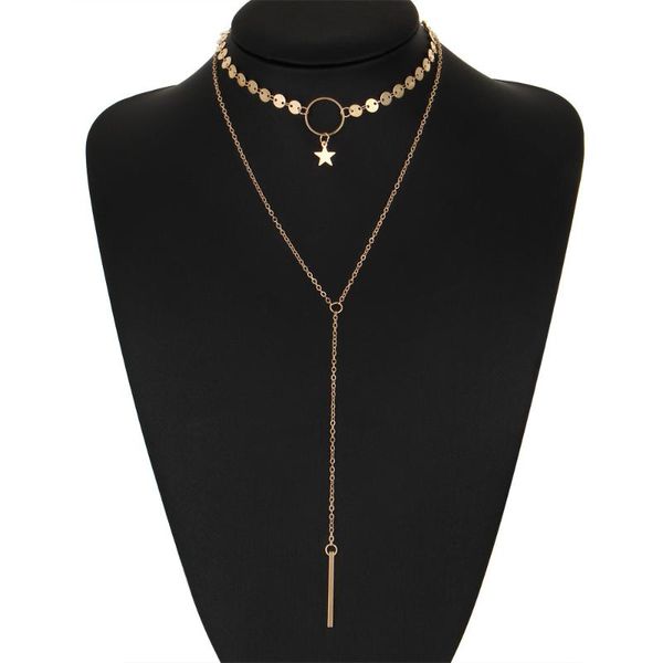 chains multilayer necklace with handmade round circle star tassel gold color for women simple fashion jewelry wholesale, Silver
chains multilayer necklace with handmade round circle star tassel gold color for women simple fashion jewelry wholesale, Silver