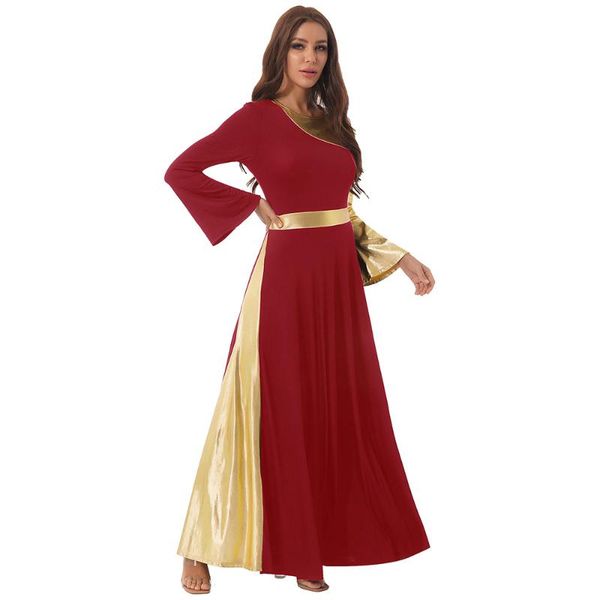 stage wear women celebration of spirit praise dance dress flare sleeve lyrical metallic full length party dresses dancewear, Black;red
stage wear women celebration of spirit praise dance dress flare sleeve lyrical metallic full length party dresses dancewear, Black;red
