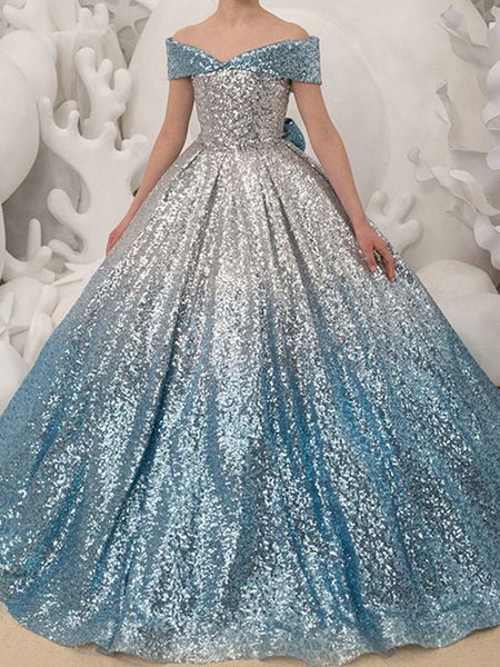 sparking sequins flower girls' dresses floor gown silver with light sky blue prom dresses, White;blue
sparking sequins flower girls' dresses floor gown silver with light sky blue prom dresses, White;blue