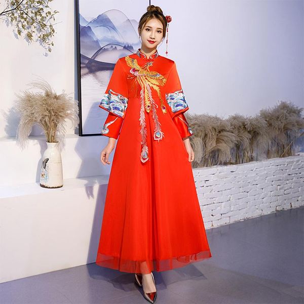 ethnic clothing chinese traditional style wedding toast dress red phoenix long bride cheongsam spring autumn satin slim evening party
ethnic clothing chinese traditional style wedding toast dress red phoenix long bride cheongsam spring autumn satin slim evening party
