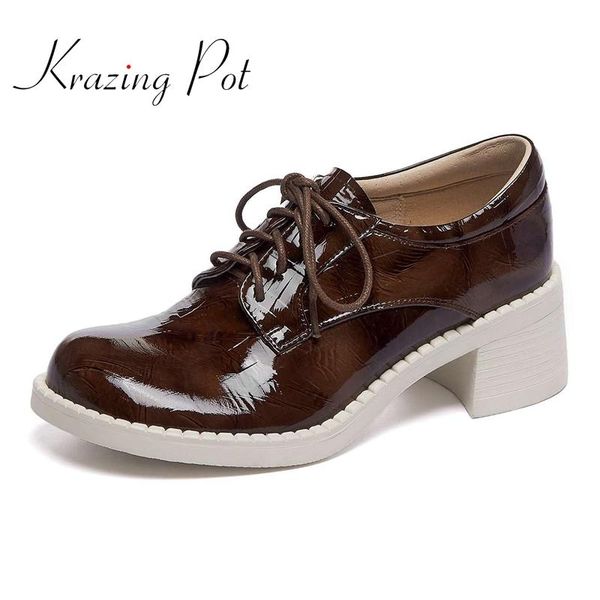 dress shoes krazing pot genuine leather round toe high heels retro fashion england style young lady daily wear leisure basic women pumps l39, Black
dress shoes krazing pot genuine leather round toe high heels retro fashion england style young lady daily wear leisure basic women pumps l39, Black