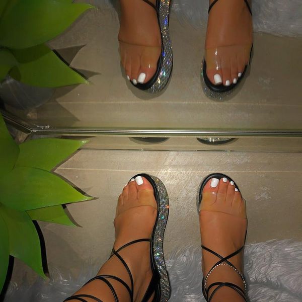 slippers summer cross strap women's sandals high-quality hand-made comfortable open-toe thick-soled rhinestones plus size, Black
slippers summer cross strap women's sandals high-quality hand-made comfortable open-toe thick-soled rhinestones plus size, Black