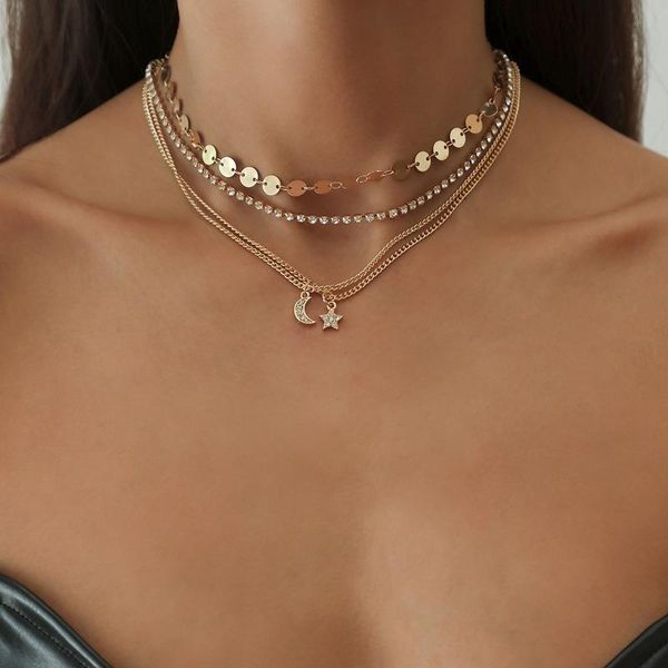pendant necklaces 4pcs/set crystal star moon necklace for women sequin choker set multi-layer statement clavicle chain, Silver
pendant necklaces 4pcs/set crystal star moon necklace for women sequin choker set multi-layer statement clavicle chain, Silver