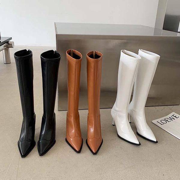 boots pointed toe women knee high stretch booties thin heels back zipper black/white/khaki sock fashion pumps 35-39
boots pointed toe women knee high stretch booties thin heels back zipper black/white/khaki sock fashion pumps 35-39