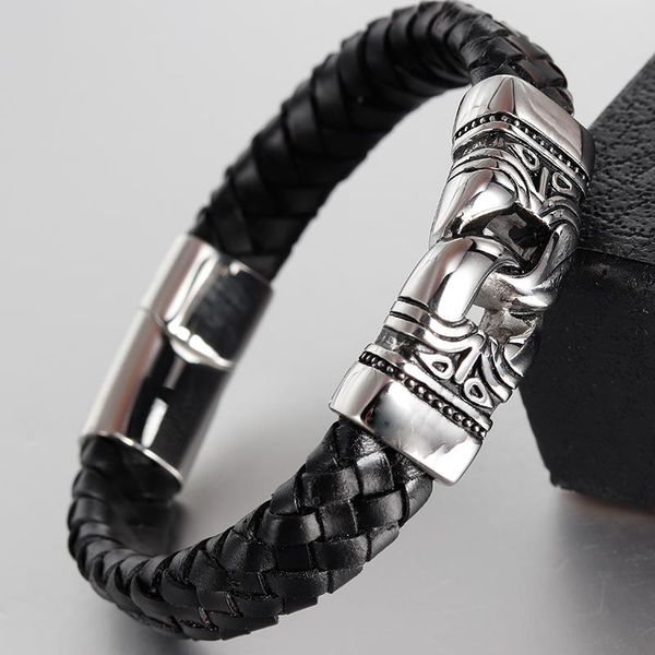 charm bracelets fashion men bracelet black vintage leather stainless steel magnetic clasps male jewelry ethnic, Golden;silver
charm bracelets fashion men bracelet black vintage leather stainless steel magnetic clasps male jewelry ethnic, Golden;silver