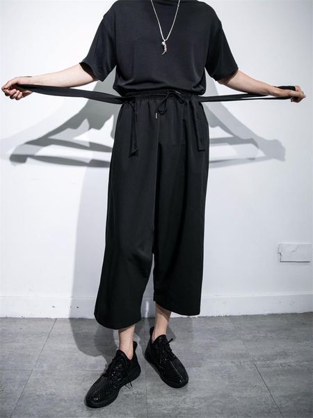 men's pants summer dark super loose micro-span culottes casual straps large size cropped trousers, Black
men's pants summer dark super loose micro-span culottes casual straps large size cropped trousers, Black