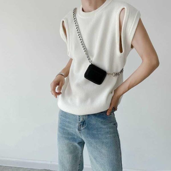 men's vests korean fashion versatile knitted vest 2021 sleeveless double cuff kintwear white causal chic clothing male 9y8281, Black;white
men's vests korean fashion versatile knitted vest 2021 sleeveless double cuff kintwear white causal chic clothing male 9y8281, Black;white
