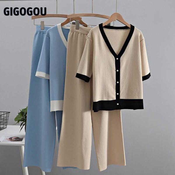 gigogou spring tracksuits two piece sets wide leg pants suits for women knitted half sleeve two piece set cardigan women outfits 210707, White
gigogou spring tracksuits two piece sets wide leg pants suits for women knitted half sleeve two piece set cardigan women outfits 210707, White