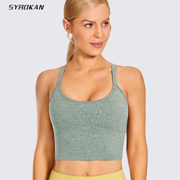 gym clothing syrokan women's longline sports bra padded wireless racerback yoga bras crop tank, White;black
gym clothing syrokan women's longline sports bra padded wireless racerback yoga bras crop tank, White;black