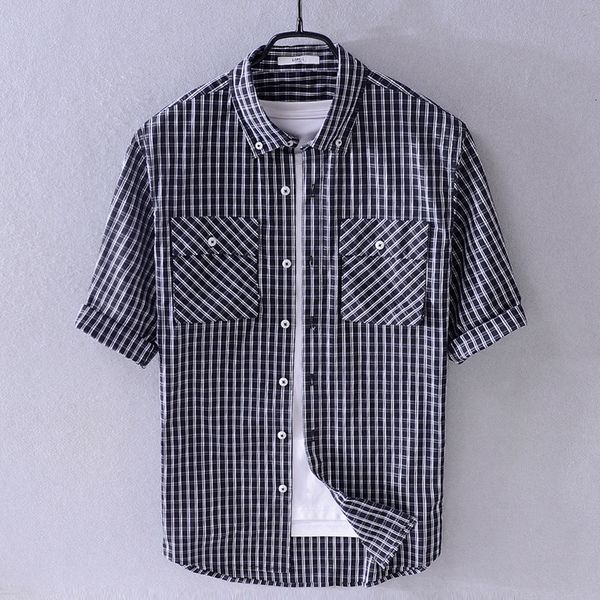2021 new summer mens half sleeve plaid cotton square collar casual trend shirt comfortable shirts for men brand camisa p9s8, White;black
2021 new summer mens half sleeve plaid cotton square collar casual trend shirt comfortable shirts for men brand camisa p9s8, White;black