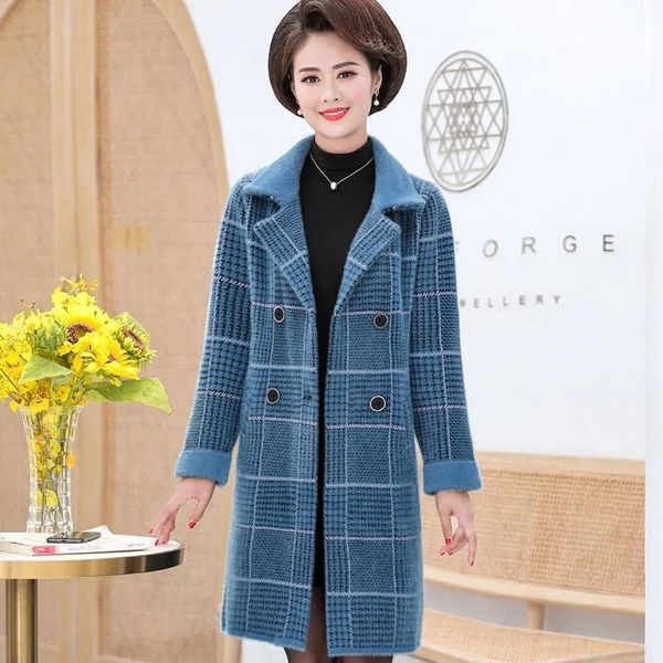 women's wool & blends imitated mink woolen coat women autumn winter blend jacket korean style double breasted overcoat chic plaid outwe, Black
women's wool & blends imitated mink woolen coat women autumn winter blend jacket korean style double breasted overcoat chic plaid outwe, Black
