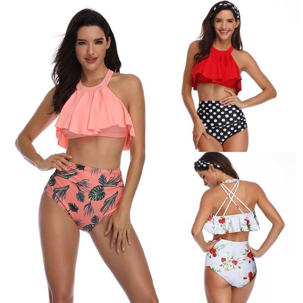 women's swimwear 2021 women high waist bikini set halter summer cut swimsuit floral beach bathing suit ruffle mujer, White;black
women's swimwear 2021 women high waist bikini set halter summer cut swimsuit floral beach bathing suit ruffle mujer, White;black