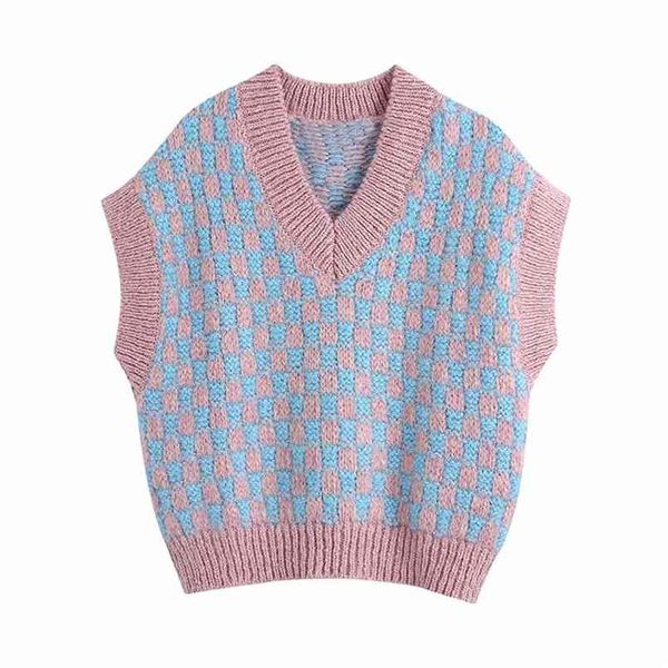 women spring autumn fashion sweet blue and pink lattice sweater female girl feeling v-neck vest pullover chic 210531, White
women spring autumn fashion sweet blue and pink lattice sweater female girl feeling v-neck vest pullover chic 210531, White
