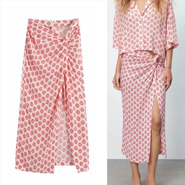 za print floral womens skirt high waist elegant long summer split midi wrap ladies, Black
za print floral womens skirt high waist elegant long summer split midi wrap ladies, Black