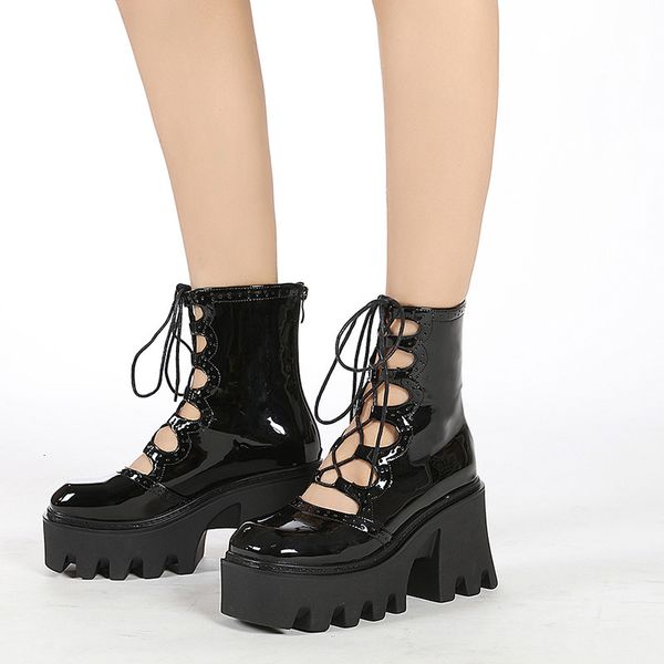 boots women's boots high synthetic leather, women's shoes punk style. y242, Black
boots women's boots high synthetic leather, women's shoes punk style. y242, Black