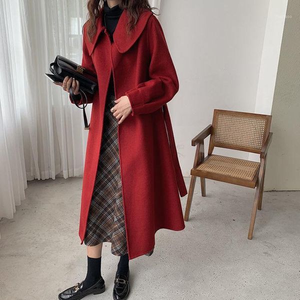 women's wool & blends women 2021 autumn winter elegant solid long coat female sleeve loose pocket coats ladies fashion chic outerwear a, Black
women's wool & blends women 2021 autumn winter elegant solid long coat female sleeve loose pocket coats ladies fashion chic outerwear a, Black