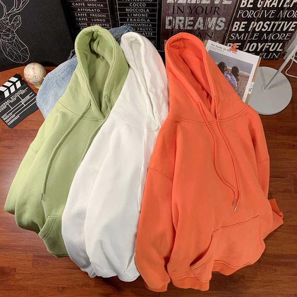 2021solid color sweater men's 2021 autumn new hooded pullover trend loose casual simple coat, White;black
2021solid color sweater men's 2021 autumn new hooded pullover trend loose casual simple coat, White;black