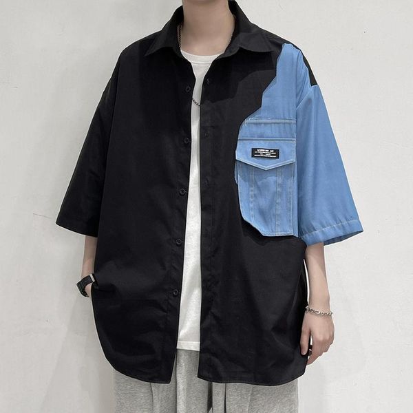 men's casual shirts oversized men shirt spring summer male korean style harajuku patchwork fashion couple clothes, White;black
men's casual shirts oversized men shirt spring summer male korean style harajuku patchwork fashion couple clothes, White;black