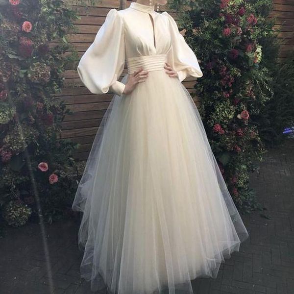 party dresses 2021 elegant homecoming high neck puff long sleeves satin tulle ball gown floor length women graduation prom gowns, White;black
party dresses 2021 elegant homecoming high neck puff long sleeves satin tulle ball gown floor length women graduation prom gowns, White;black