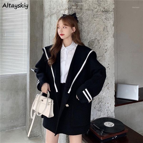 women's wool & blends wools women spring all-match mujer japanese style student preppy kawaii loose casual high street fashionable oute, Black
women's wool & blends wools women spring all-match mujer japanese style student preppy kawaii loose casual high street fashionable oute, Black