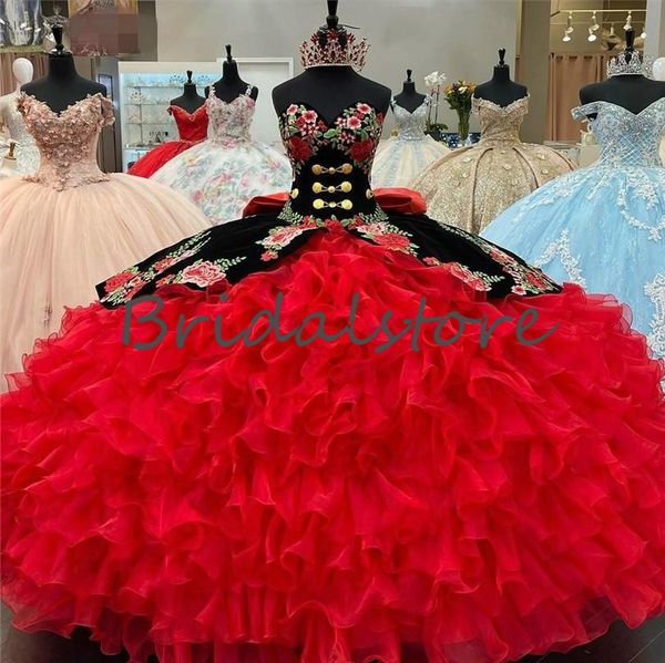 charming red and black charro quinceanera dresse 2021 puffy sweetheart embroidery lace up ball gown sweet 15 dress heavy manuall party dress, Blue;red
charming red and black charro quinceanera dresse 2021 puffy sweetheart embroidery lace up ball gown sweet 15 dress heavy manuall party dress, Blue;red