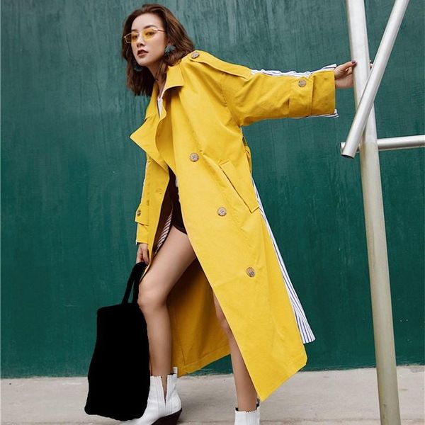 women's trench coats 2021 striped patchwork coat autumn women fashion lace up long windbreaker casual sleeve loose overcoat, Tan;black
women's trench coats 2021 striped patchwork coat autumn women fashion lace up long windbreaker casual sleeve loose overcoat, Tan;black