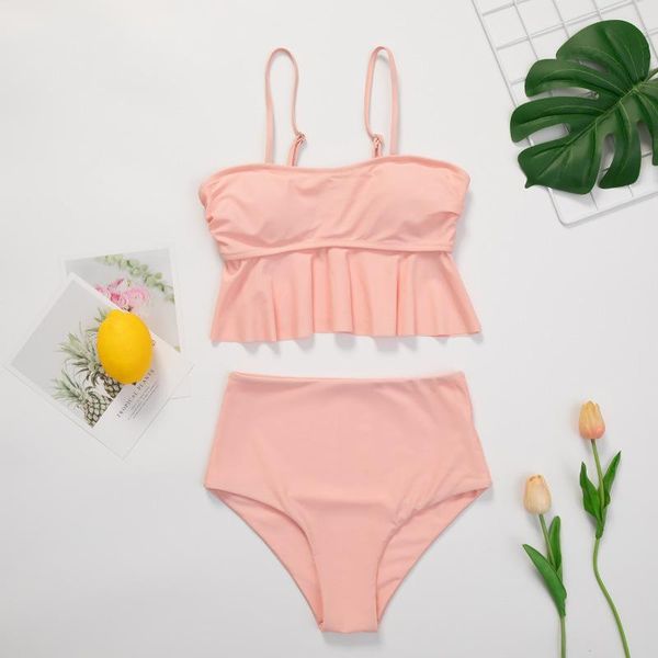 2021 pink scalloped women bikinis set high waisted swimsuit padded spaghetti straps tie swimwear bathing suit
2021 pink scalloped women bikinis set high waisted swimsuit padded spaghetti straps tie swimwear bathing suit
