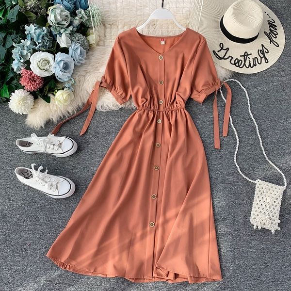 2021 summer casual vestidos mujer korean women slim v neck single breasted elegant es ladies vintage lonr robe 7wg5, Black;gray
2021 summer casual vestidos mujer korean women slim v neck single breasted elegant es ladies vintage lonr robe 7wg5, Black;gray