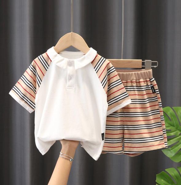 summer striped kids short sleeve sets baby lapel two-piece sets children's polo size 80-120, White
summer striped kids short sleeve sets baby lapel two-piece sets children's polo size 80-120, White