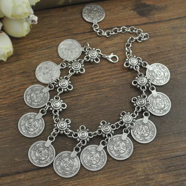link, chain european and american retro alloy varved ancient coin bracelet bohemian tassled hand jewelry foreign trade, Black
link, chain european and american retro alloy varved ancient coin bracelet bohemian tassled hand jewelry foreign trade, Black