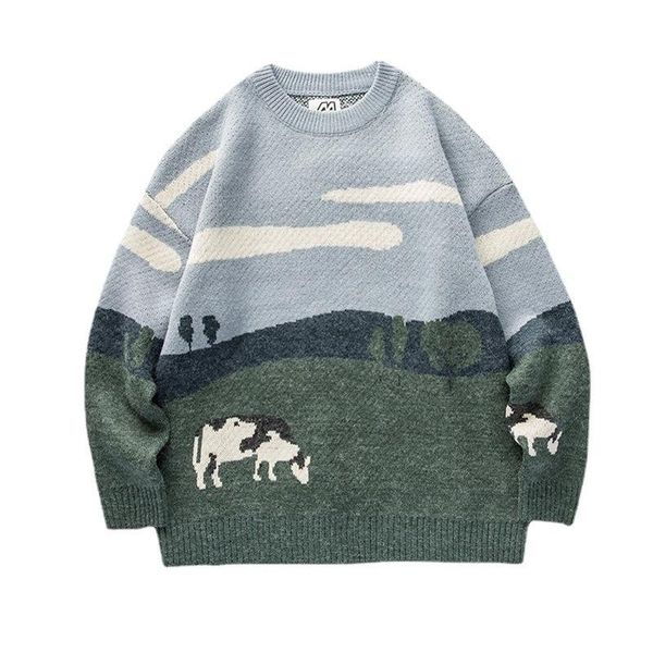 men's sweaters winter men cows vintage 2021 brand pullover o-neck korean fashions sweater women casual harajuku clothes hombre, White;black
men's sweaters winter men cows vintage 2021 brand pullover o-neck korean fashions sweater women casual harajuku clothes hombre, White;black
