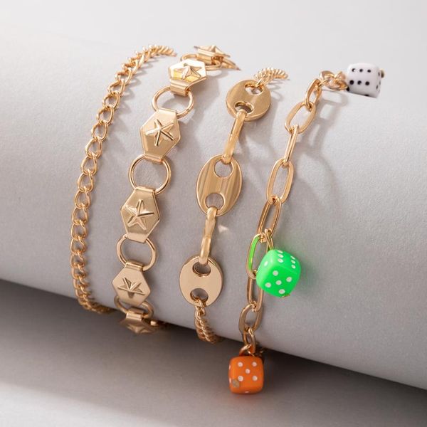 anklets 4pcs/set punk colorful acrylic dice tassel for women girls geometry star metal anklet set fashion jewelry 20290, Red;blue
anklets 4pcs/set punk colorful acrylic dice tassel for women girls geometry star metal anklet set fashion jewelry 20290, Red;blue