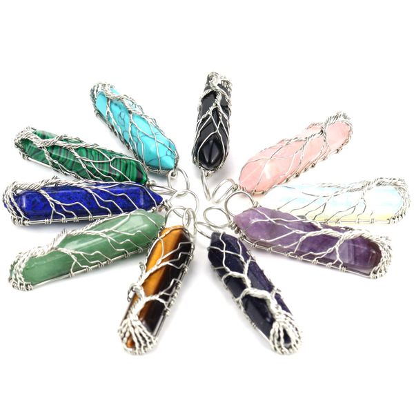 healing crystal natural stone hexagon pillar charms necklaces twine tree of life wire wrap pendant turquoise amethyst tiger eye rose quartz, Silver
healing crystal natural stone hexagon pillar charms necklaces twine tree of life wire wrap pendant turquoise amethyst tiger eye rose quartz, Silver